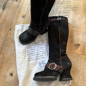 JOHN FLUEVOG distressed black suede boots